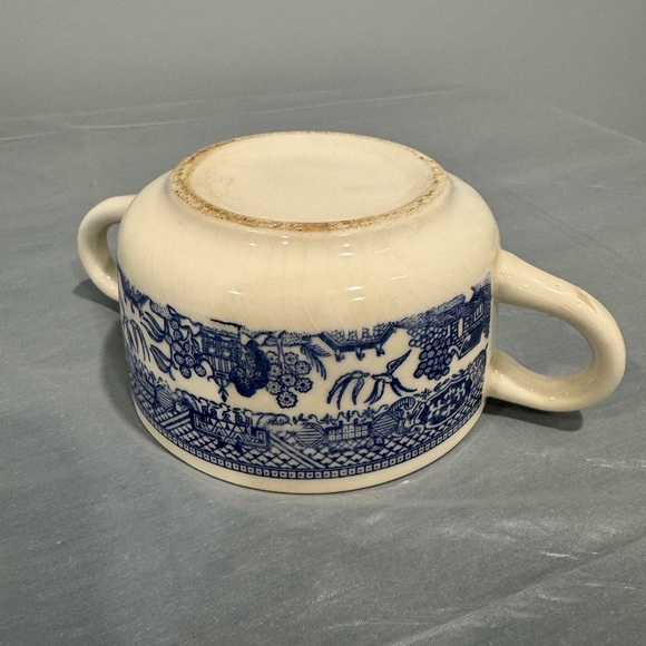 Vintage Blue & White Covered Soup Bowl | Cottagecore Decor - Picture 10 of 11